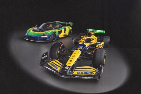 Pintura do carro lembra bastante o design do capacete usado por Senna ao longo de sua carreira