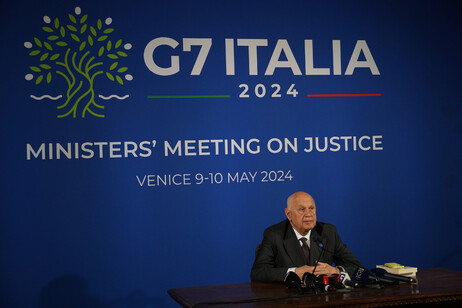 Carlo Nordio durante a cúpula do G7 da Justiça em Veneza