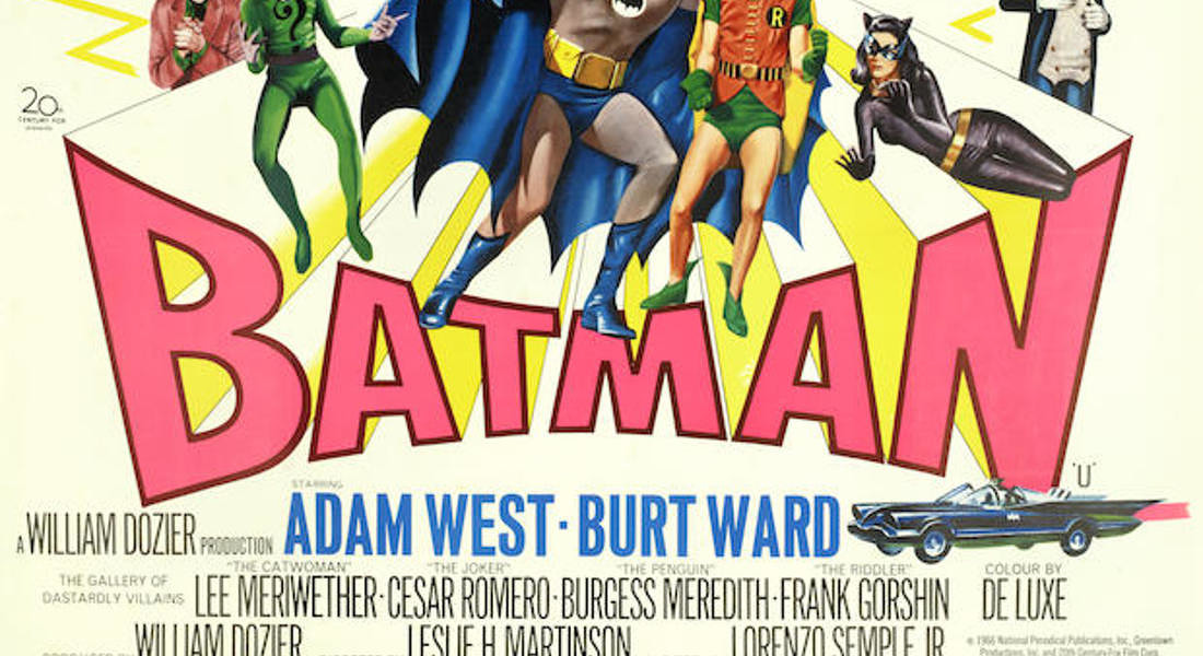 Batman, Twentieth Century Fox, 1966, British quad poster, designed by Tom William Chantrell, backed on pape. Venduto da Bonhams per £5,625 (€6,575) premio d'asta incluso © Ansa