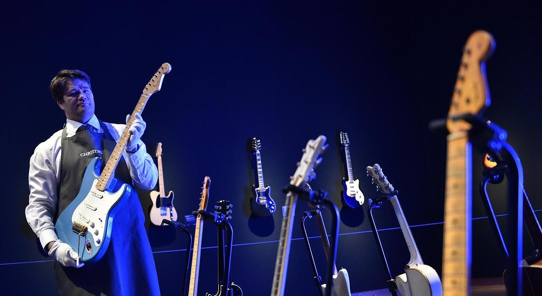 The Personal Guitar Collection of David Gilmour at Christies Auction House in London © EPA