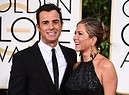 Jennifer Aniston con il marito Justin Theroux ai Golden Globes (ANSA)