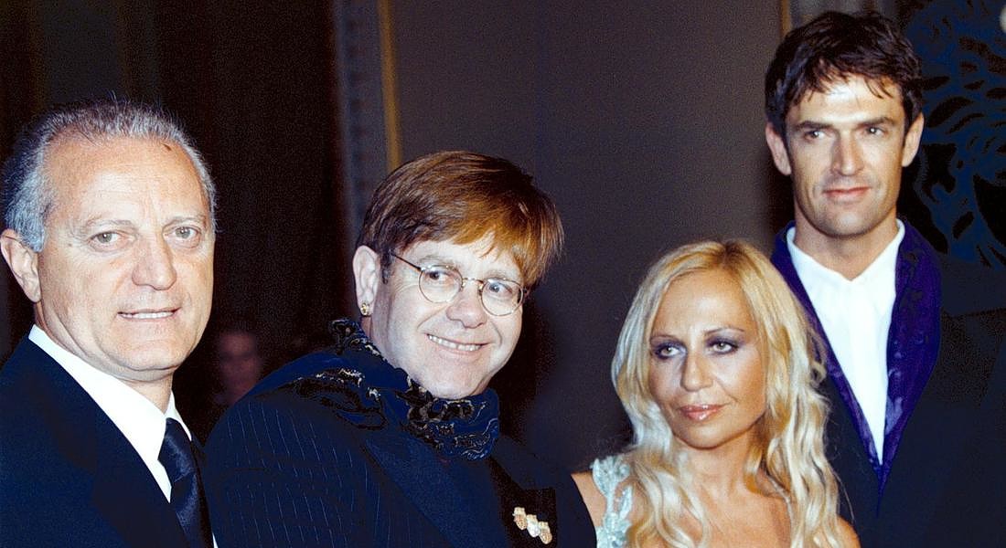 Donatella Versace con Elton John © ANSA