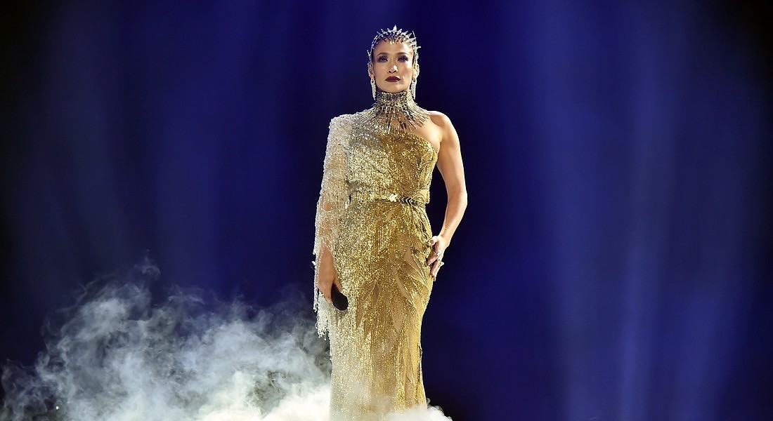 Jennifer Lopez in Atelier Versace al Madison Square Garden il 4 ottobre 2019 © Ansa