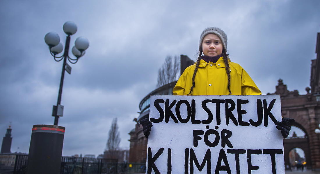 Greta Thunberg during her Friday climate change protest - 2018 © EPA