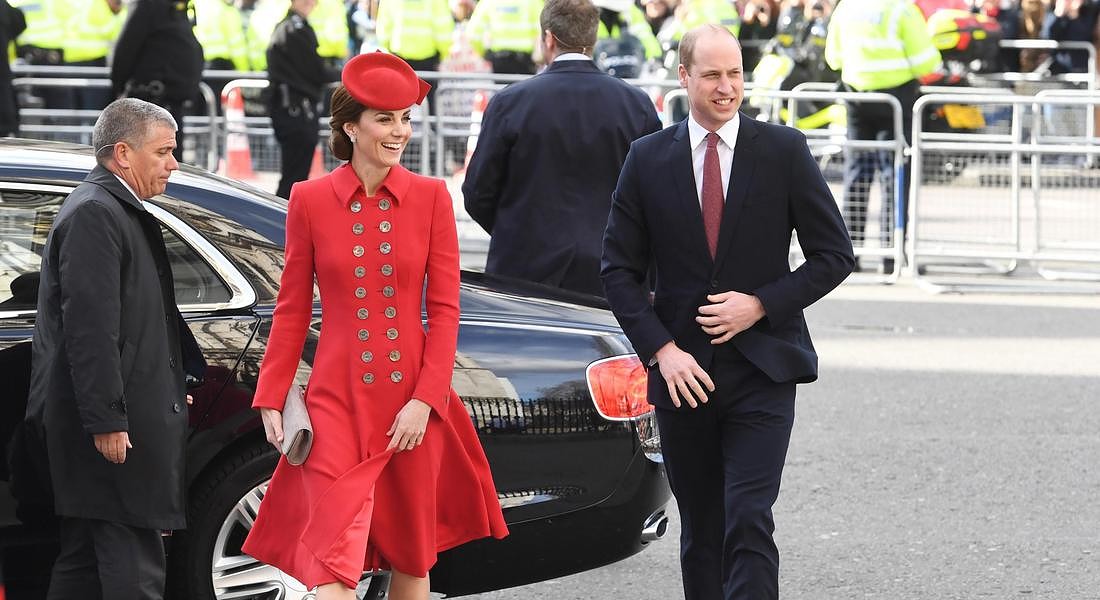 Il duca e la Duchessa di Cambridge Kate Middleton arrivano alla messa del Commonwealth day all'Abbazia di Westminster a Londra, in Gran Bretagna, l'11 marzo 2019. © EPA
