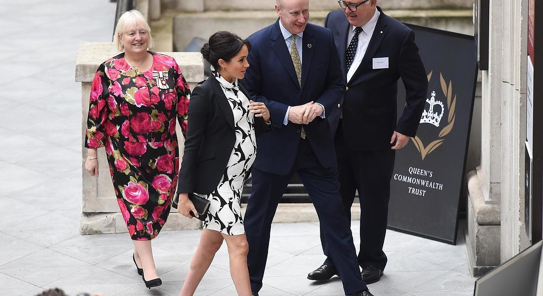 Meghan Duchess of Sussex incontra gli studenti del Kings College di Londra per la Festa della Donna l'8 marzo 2019 © EPA