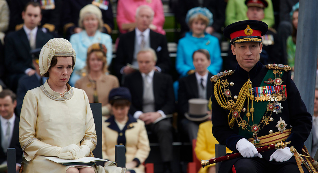 Tobia Menzies . Filippo di Edimburgo in The Crown (Netflix) qui con Olivia Colman - Elisabetta II © ANSA