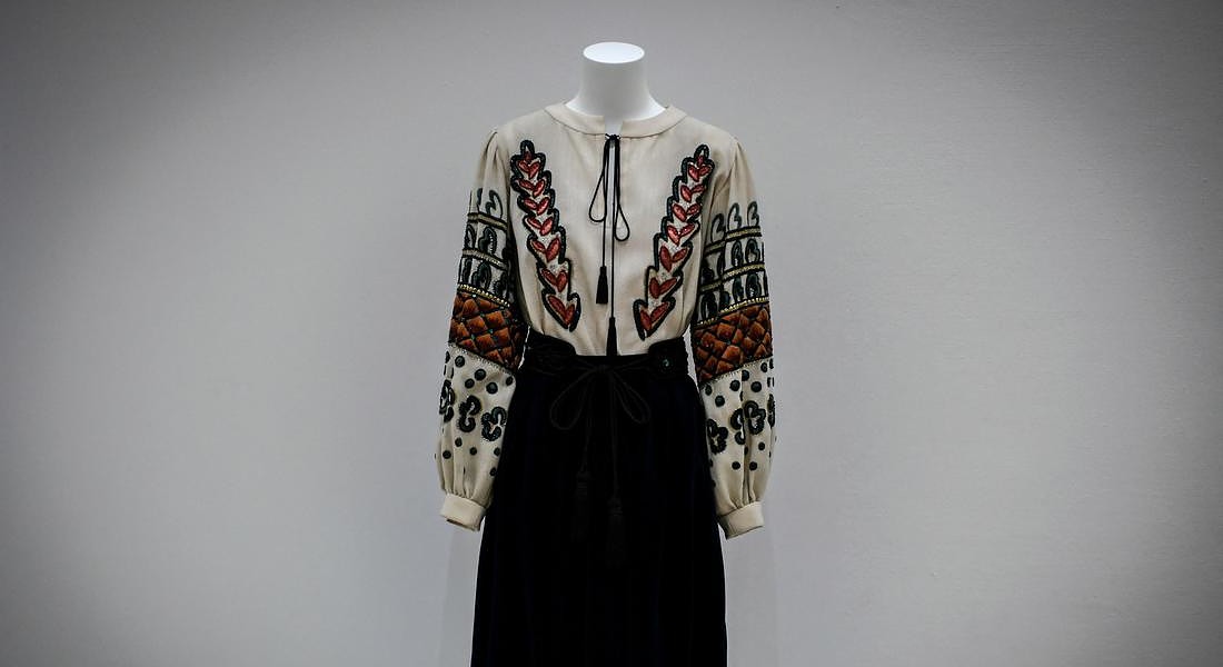 a creation of late French designer Yves  Saint-Laurent displayed at the Centre Pompidou (National Modern Art Museum) as part of the  exhibitions 