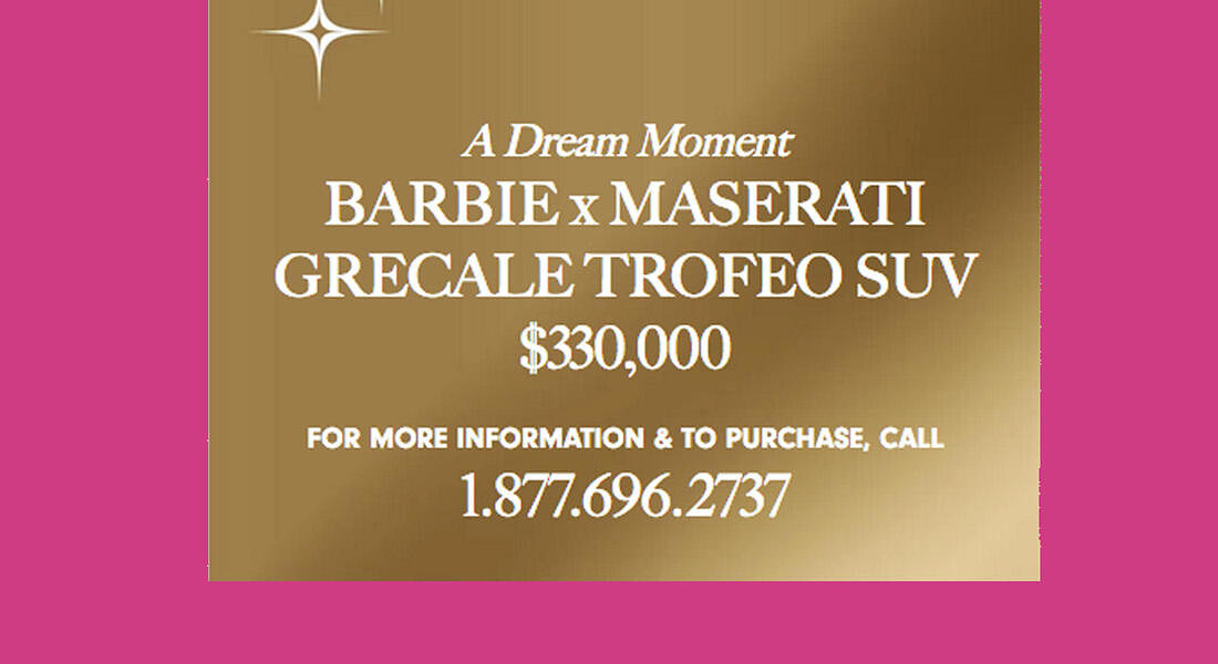 Maserati Grecale Barbie, originale strenna di Neiman Marcus © Maserati/Barbie