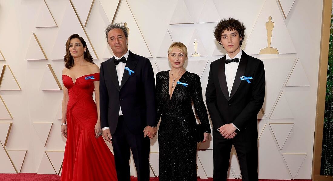 Luisa Ranieri, Paolo Sorrentino, Daniela D'Antonio and Filippo Scotti attend the 94th Annual Academy Awards at Hollywood and Highland on March 27, 2022 in Hollywood © AFP