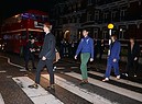 Models walk across Abbey Road to the Stella McCartney Menswear launch and Women's Spring 2017 collection presentation at Abbey Road Studios on November 10, 2016 in London, England. Pic Credit: Dave Benett (ANSA)