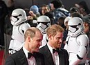 Britain's Prince William (L) and Prince Harry (C) as they arrive at the UK Premiere of 'Star Wars: The Last Jedi' at the Royal Albert Hall in London, Britain, 12 December 2017. (ANSA)