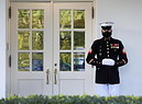 A Marine stands on duty outside the West Wing (ANSA)