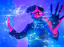 Tecnologia del mondo cibernetico digitale Metaverse, uomo con occhiali VR (ANSA)