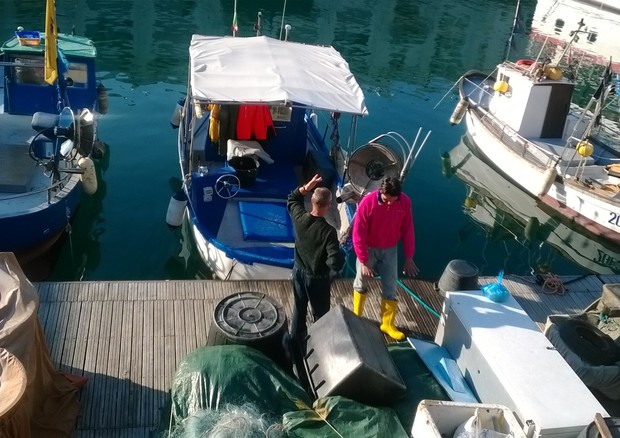 Genova, pescatori nella Darsena (foto Cristina Re) © Ansa