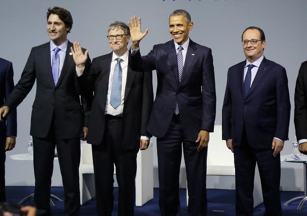 Da S. il presidente iIndonesiano Joko Widodo, il premier canadese Justin Trudeau, Bill Gates, Barack Obama, Francois Hollande e il premier indiano Narendra Modi © AP