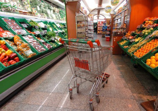 Un carrello della spesa in un supermercato © ANSA
