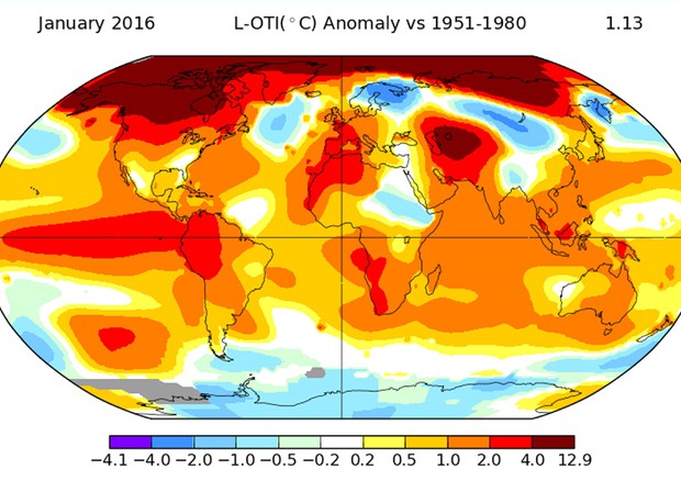 Clima: Nasa, gennaio 2016 il pi caldo di sempre (NASA Goddard Institute for Space Studies) © ANSA
