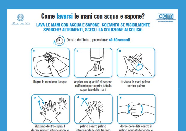 Come lavarsi le mani secondo l'Oms © ANSA