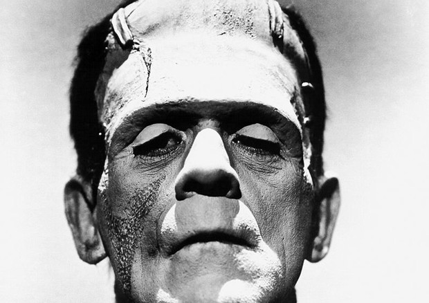 Frankenstein Un primo piano di Boris Karloff debitamente truccato (oltre quattro ore ogni make up) da parte di Jack Pierce. © ANSA
