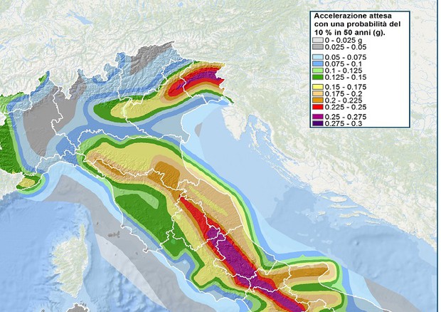 Mappa del rischio sismico in Italia elaborata dallâIstat (fonte: Istat) Â© Ansa