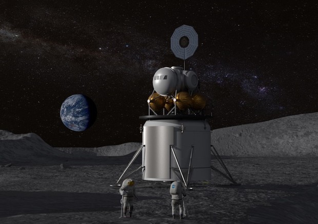 Rappresentazione grafica di un lander lunare (fonte: NASA) © Ansa
