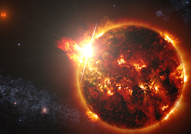 Rappresentazione artistica dell'eruzione della stella Hr 902, ripresa dal telescopio Chandra della Nasa (fonte: NASA/Chandra X-Ray Observatory) © Ansa