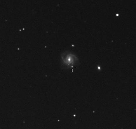 La supernova scoperta nella galassia NGC927 dall'osservatoro di Montarrenti (fonte: Unione Astrofili Senesi)