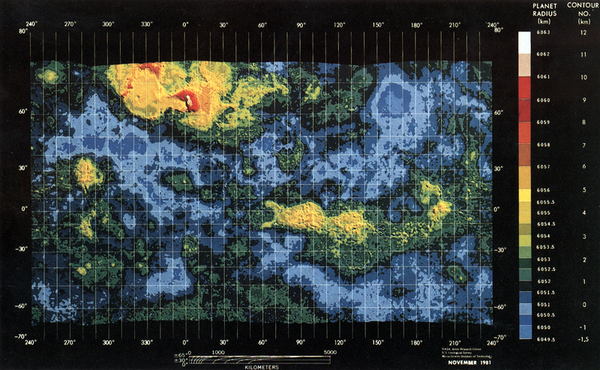 Carte géologique de Vénus (source: NASA Ames Reseach Center, aux États-Unis Geological Survey et le Massachusetts Institute of Technology)