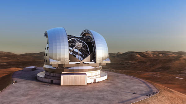 Rappresentazione artistica dell'European Extremely Large Telescope (E-ELT) (fontei: ESO/L. Calçada)