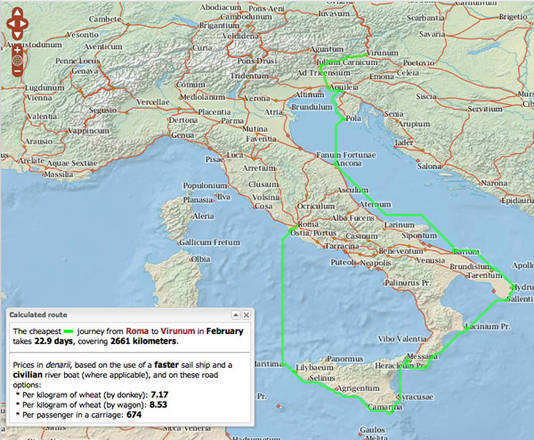 La 'Google maps' dei trasporti nellImpero romano (fonte Stanford Universirty) 