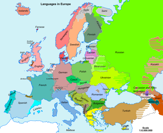La mappa delle lingua europee (fonte: Spiridon Manoliu)