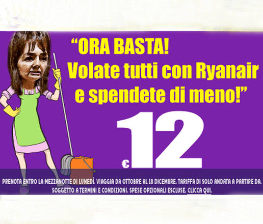 La pubblicita' di Ryanair con il volto di Renata Polverini