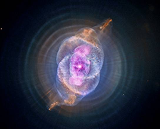 La nebulosa Occhio di gatto (fonte: immagini ai raggi X: NASA/CXC/RIT/J.Kastner et al.; immagini nell'ottico: : NASA/STScI)