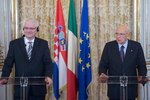 Italian President Giorgio Napolitano with Croatian President Ivo Josipovic