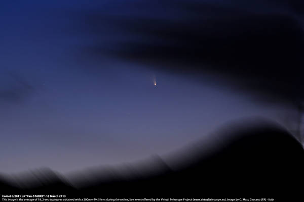 La cometa Panstarrs fotograta da Gianluca Masi (fonte: Gianluca Masi, Virtual Telescope)