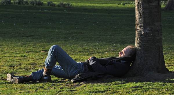 un uomo si riposa in un parco