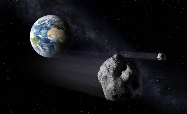 Rappresentazione artistica di asteroidi vicini alla Terra (fonte: MarcoPolo-R Mission)