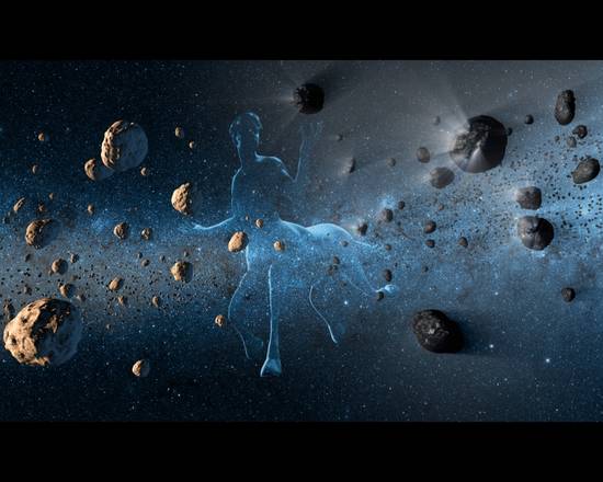 Rappresentazione artistica dei piccoli corpi celesti in orbita tra Giove e Nettuno chiamati centauri (fonte: NASA/JPL-Caltech)