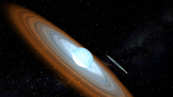 Rappresentazione artistica del sistema binario con la stella in rapida rotazione e il buco nero compagno (fonte: Gabriel Pérez - SMM IAC) 