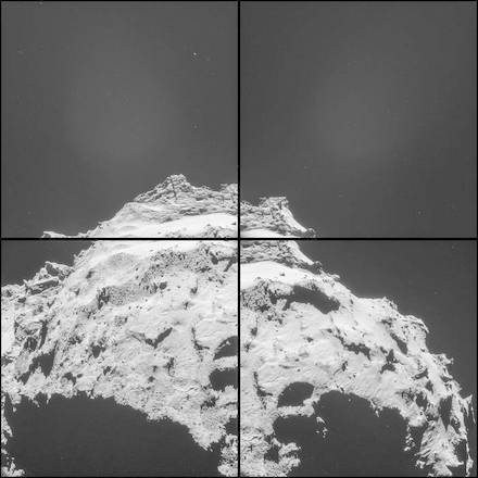 La cometa 67P/C-G fotografata lo scorso 30 settembre da una distanza di 18 chilometri (fonte: Esa/Rosetta/NavCam)