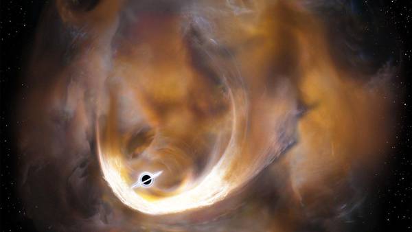 Rappresentazione artistica del secondo buco nero al centro della Via Lattea (fonte: Tomoharu Oka/Keio University)