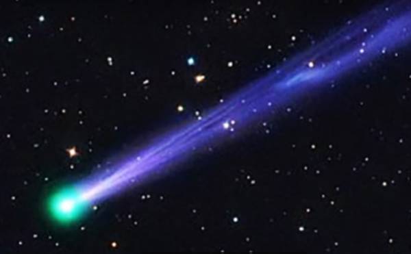 Rappresentazione artistica della cometa di Capodanno, la 45P/Honda-Mrkos-Pajdusakova. Per vederla sarà necessario almeno un binocolo (fonte: NASA Jet Propulsion Laboratory)