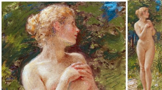 'Alma-Tadema e i pittori dell'800 inglese. Collezione Perez Simon'. Al Chiostro del Bramante a Roma. Il dipinto Nu au bain