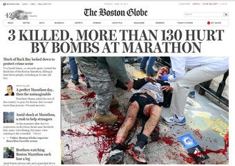Terrore alla maratona su home page Boston Globe