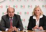 24 gennaio 2013 -  Pierluigi Bersani e Josefa Idem, durante la conferenza stampa per presentare le  idee sullo sport del Partito Democratico
