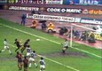 Il gol annullato al difensore romanista Turone (III da D), in un Juventus-Roma del 10 maggio 1981, a  Torino. La partita fini' 0-0 e la squadra bianconera si aggiudico' poi lo scudetto due settimane  piu' tardi. © 