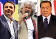 Matteo Renzi, Beppe Grillo e Silvio Berlusconi © Ansa