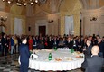 Il ministro Padoan saluta e ringrazia i dipendenti nella sala intitolata a Ciampi a via XXSettembre © Ansa