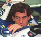 Ayrton Senna dentro la sua Williams prima dell'incidente che provoco' la morte del pilota brasiliano  sul circuito di Imola, 1 maggio 1994 © ANSA